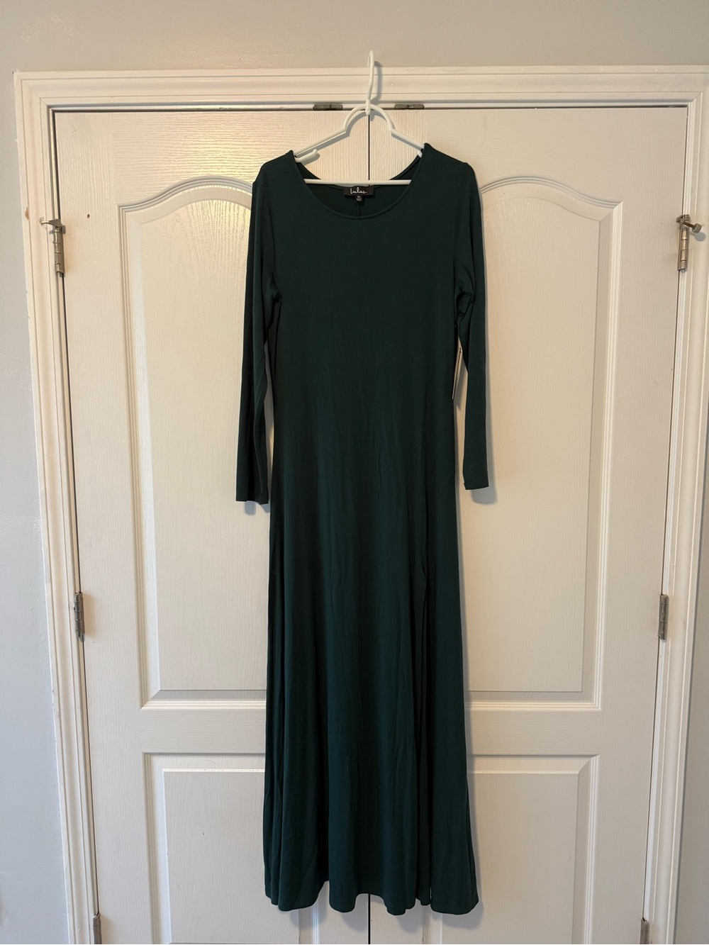 Lulu's Forest Green Long Sleeve Scoop Maxi Dress